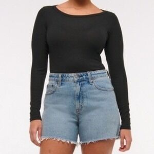 Abercrombie & Fitch The Dad Short Denim Light Wash High Rise Curve Love 36/22